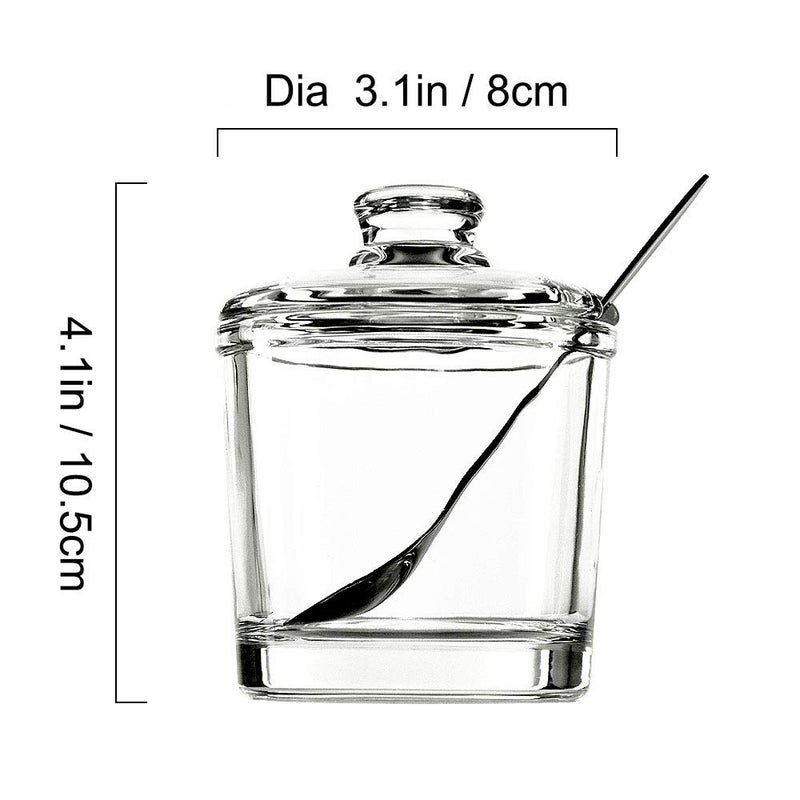 Vencer Sugar Bowl Clear Glass With Lid and Stainless Steel Sugar Serving Spoon, 6.3 Ounces (180 ML),Sugar Canister, Sugar Dispenser, VFO-027 - Image 2